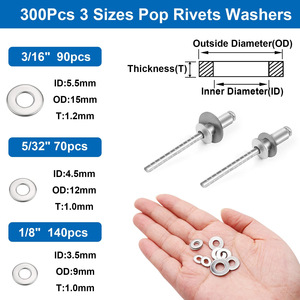 Baiguluo Aluminum Blind Rivets 600Pcs 1/8 In Round Head With Washer Construction Use - Product Image 2