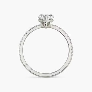 ANILLO DE ORO BLANCO THE HOVER PEAR, Oro Blanco de 18 Quilates, Anillo de Diamantes Clásico con Certificado IGI para Boda o Compromiso - Product Image 3