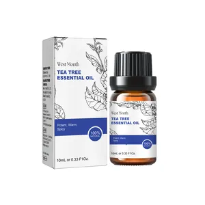 Olio essenziale del mese occidentale olio essenziale di Tea Tree olio essenziale biologico per la cura dei capelli e delle unghie olio da massaggio naturale 10ml di siero per la cura della pelle