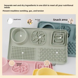 Tapis de léchage en silicone de qualité alimentaire pour l'entraînement des animaux de compagnie, à alimentation lente, universel pour chats et chiens, plateau de repas rectangulaire multi-compartiments antidérapant - Product Image 2