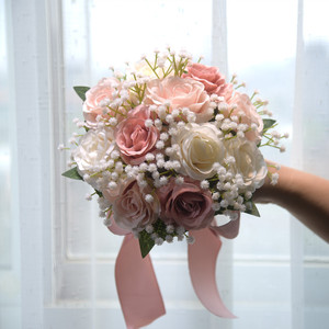Bouquet de <span class=keywords><strong>roses</strong></span> artificielles faites à la main pour mariage en extérieur, bouquet éternel transfrontalier pour mariée - Product Image 1