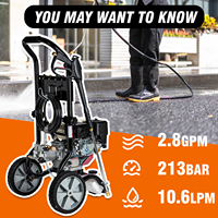 Ekonomik 3100PSI/214bar Benzinli Yüksek Basınçlı Yıkama Makinesi 7HP Motorlu Ayarlanabilir Su Sütunu Açısıyla Araba Motosiklet Bahçe Temizliği İçin