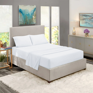 120gsm Egyptian khách sạn phổ màu rắn bốn mảnh bộ đồ giường được trang bị tinh khiết bông Khăn trải giường Bộ - Product Image 1