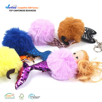 Porte-clés Pom Pom personnalisé en métal, porte-clés en peluche pour cadeau