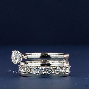 Bague en or blanc 14 carats avec diamant pour femme, luxe, pierre centrale jaune fantaisie, large alliance avec accents de diamants latéraux, bijoux de mariée - Product Image 2