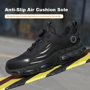 Chaussures de sécurité pour hommes à boucle automatique, anti-perforation et anti-écrasement, avec embout en acier, fourniture directe usine, style baskets de travail - Product Image 4