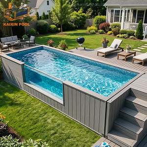 Grande <span class=keywords><strong>Piscine</strong></span> Conteneur <span class=keywords><strong>Hors</strong></span> <span class=keywords><strong>Sol</strong></span> Luxe en Mosaïque Extérieure, Spa de Nage Jacuzzi à Plongée, en Acrylique, Fibre de Verre, Bois et WPC - Product Image 4