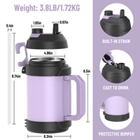 Bouteille d'eau de sport de haute qualité, prix d'usine, 128 oz, pour le camping, le jus, le café, la bière, avec poignée