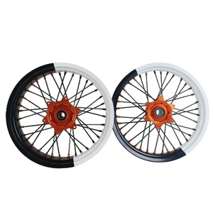 Juego de Ruedas Supermoto K-TM EXC Yamaha YZF de <span class=keywords><strong>17</strong></span> y 16.5 Pulgadas, Color Blanco y Negro, Llantas Bicolor Empalmadas, Aluminio Billet CNC, 250 450 Motard Racing - Product Image 3