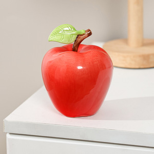 Adorno Decorativo de Cerámica con Forma de Manzana, 2 Piezas, Decoración de Mesa para el Hogar, Estilo Contemporáneo, Regalo de Inauguración de Casa - Product Image 3