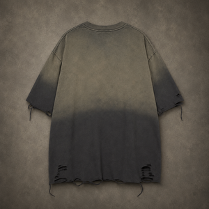 T-shirt da uomo 210GSM in poliestere riciclato ad asciugatura rapida, lavaggio acido, stampa verde, set taglie forti, ensemble, t-shirt corta personalizzata - Product Image 3