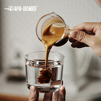 MHW-3BOMBER Tasse à mesurer pour expresso en verre borosilicate de haute qualité 120 ml, simple ou double bec verseur avec échelle, transparente Aurora