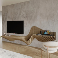 Meuble d'art haut de gamme : Étagère décorative paramétrique en bois sur mesure, centre de rangement fonctionnel et présentoir