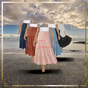 Faldas Midi de Poliéster Asimétricas Estilo Bohemio Vintage para Mujer, de Cintura Alta con Cordón, para Vacaciones, Playa y Fiestas, Marca Ecowalson - Product Image 2