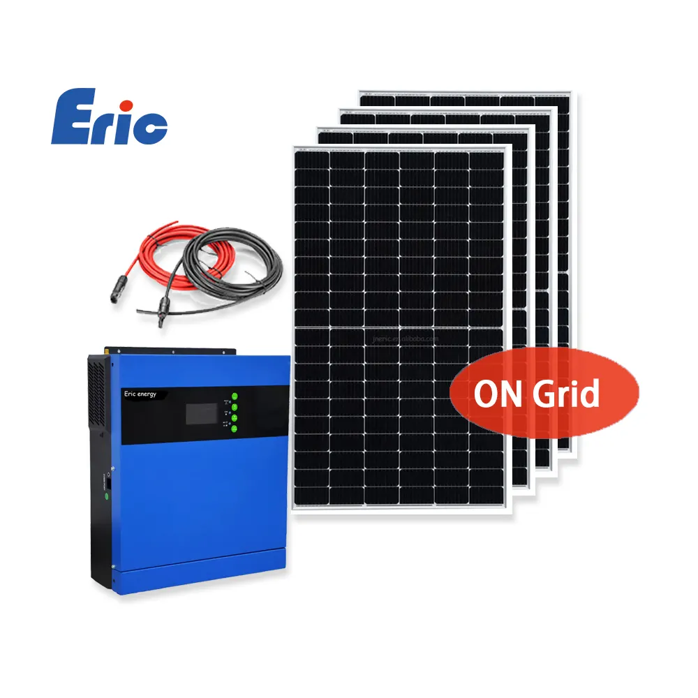 ग्रिड सौर ऊर्जा प्रणाली पर पूर्ण सौर पैनल प्रणाली 3kw 5kw घर सौर ऊर्जा ऊर्जा भंडारण प्रणाली