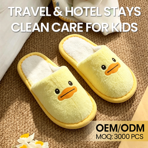 Pantuflas Infantiles <span class=keywords><strong>de</strong></span> Pato Adorables al por Mayor, Desechables, <span class=keywords><strong>de</strong></span> Forro Polar Coral, Antibacterianas, con Suela Antideslizante, Ligeras, para Hotel, Embalaje Personalizado - Product Image 4