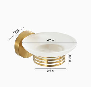 Support mural en céramique pour savon, étagère de salle de bain minimaliste en acier inoxydable avec design auto-drainant - Product Image 3