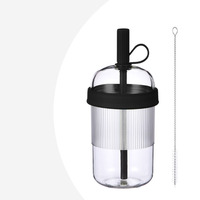 Gobelet à paille Tritan 540 ml avec poignée, réutilisable, écologique, étanche, multicolore, portable transfrontalier pour thé au lait et café