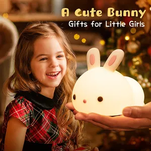 आरजीबी रिमोट कंट्रोल Dimming टच सेंसर यूएसबी रिचार्जेबल खरगोश एलईडी रात को प्रकाश सिलिकॉन चलनेवाली दीपक के लिए बच्चों के बच्चों उपहार