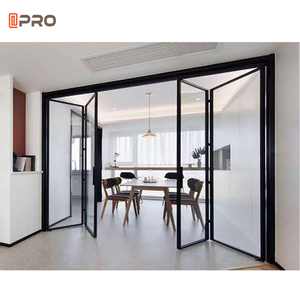 10 năm bảo hành bán buôn bên ngoài Patio Màu Đen Gấp nhôm khung kính Stack Bifold cửa trong Trung Quốc Glass accordion cửa - Product Image 4