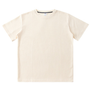 Summer Casual Customized Logo Blank Solid Breathable Knitted 100% Cotton Oversized <b>Waffle</b> Short Sleeve T-<b>shirt</b> - Product Image 3