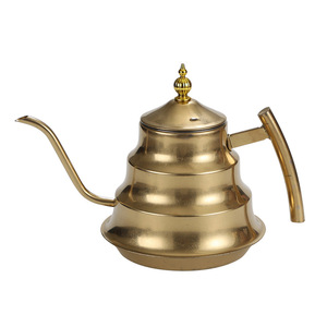 Vintage Stainless Steel Teapot Distressed Gold Finish With Lid Heat Resistant For Tea <b>Coffee</b> Soup Boiling Water Kettle - Product Image 2