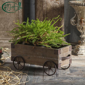 Chloe Chariot en bois massif et fer forgé, pot de fleurs vintage, jardinière d'extérieur, objet décoratif - Product Image 2
