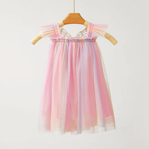 Abito da principessa in Tulle arcobaleno vestito da festa estivo per bambini prendisole senza maniche <span class=keywords><strong>con</strong></span> fiocco per ragazze - Product Image 4