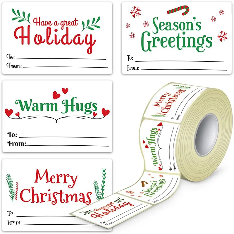 2022 yeni 4 tasarım dikdörtgen şekilli MERRY CHRISTMAS Sticker tatil hediye etiketleri