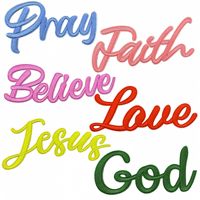 Vente en gros Brodé à repasser Évider Dieu Jésus Foi amour Prier Mots Chapeau Patch pour Vêtements Portefeuilles Décoration