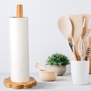 Wooden Tissue Holder Fan Shaped Base Non Slip <b>Kitchen</b> <b>Paper</b> Roll Stand Natural Wood Color Scandinavian Design - Product Image 4