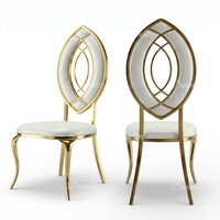 Chaises de salle à manger élégantes et durables en acier inoxydable avec revêtement en cuir PU pour hôtels, banquets et événements de mariage (vente en gros)