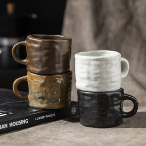 Thanh lịch handmade Vòng <span class=keywords><strong>200</strong></span> <span class=keywords><strong>ml</strong></span> cốc cà phê phản ứng Màu Nâu kim loại men nước vàng sơn màu đen đốm dehua nhà máy Mug - Product Image 2