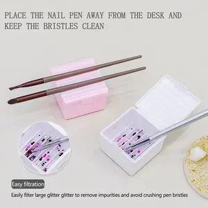 Tasse de nettoyage UV professionnelle pour brosse à paillettes Nail Art support en plastique carré Portable facile avec double face - Product Image 3