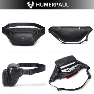 HUMERPAUL, riñonera clásica para <span class=keywords><strong>hombre</strong></span>, riñonera cruzada multifunción de cuero genuino para viajes al aire libre, riñonera duradera - Product Image 3
