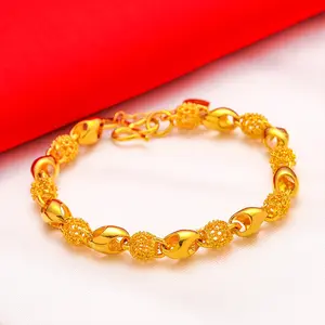 Fashion Women Wedding Dubai Gold Bracelet Hollow 24K Gold Plated Bracelet Bangle for Women Girls