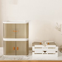 Boîte de rangement de bureau GREENSIDE en PP, organisateur de bureau, armoire anti-poussière pour collations, étagère à cosmétiques et soins de la peau pour coiffeuse, avec couvercle pliable