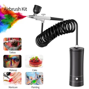 Kit aérographe sans fil avec compresseur, ensemble portable sans fil à faible bruit et performance stable pour le nail art, la décoration de gâteaux, le tatouage - Product Image 2