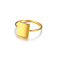 Chevalière Bague Or 18K pour Femme en Acier Inoxydable Minimaliste Déclaration Bague Gravée Bijoux Personnalisés Cadeau