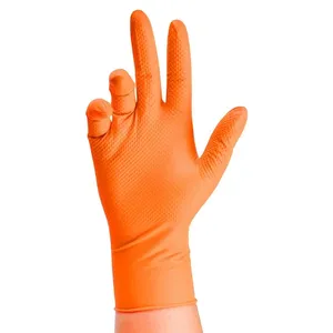Guantes Desechables de Nitrilo Naranja de 8 Mil, Resistentes, Industriales, con Textura de Diamante <span class=keywords><strong>en</strong></span> Relieve, Libres de Látex, para Trabajo de Seguridad y Mecánica - Product Image 2