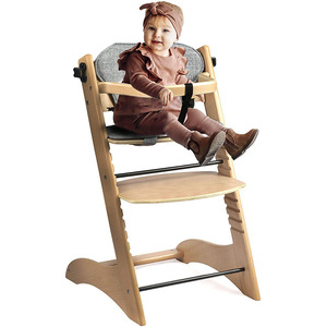 Trona de madera ajustable en altura con bandeja desmontable, silla de bebé de madera maciza para 0-12 meses, unisex - Product Image 1