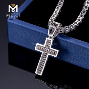 Collier pendentif croix en argent sterling 925 avec micro-pavé de zircon, bijoux Messi pour hommes - Product Image 4