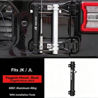 Soporte para Mástil de Bandera Mecanizado por CNC para Jeep Wrangler JK JL 4x4, Soporte de Antena Todoterreno, Negro