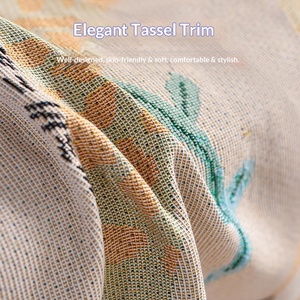 Couverture <span class=keywords><strong>de</strong></span> canapé en chenille florale DL, douce et moelleuse, avec franges à pompons, style bohème, pour la décoration intérieure, vente en gros, pour salon, OEM - Product Image 2
