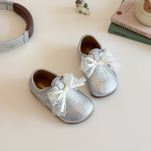 Nuove Scarpe da Principessa per Bambine, <span class=keywords><strong>Ballerine</strong></span> con Suola Morbida, Chiusura con Velcro, Fiocco in Pizzo, Illuminate, Traspiranti, per Tutte le Stagioni - Product Image 5