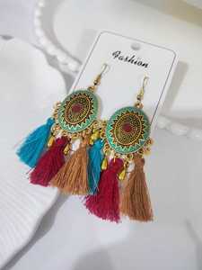 Latest Fashion Women'<strong>s</strong> Bohemian Feather Tassel Chandelier Pendant Drop <strong>Earrings</strong> for Young <strong>Girls</strong> Jewelry - Product Image 5