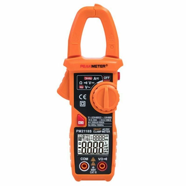 PM2118S Handheld Non-Contact Digital AC/DC Voltage Current Clamp Meter with 600A AC/400A DC and 0.1-600V Range
