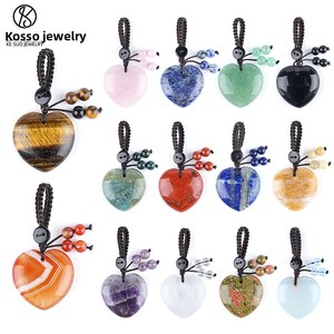 Chaveiro de Cristal Natural Transfronteiriço com Pingente de Coração de Pedra Natural de 30mm, Presente Fofo para o Dia dos Namorados - Product Image 2