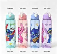 Bouteille d'eau en plastique de 800 ml avec couvercle à paille rabattable, réutilisable, sans BPA, pour enfants, cadeau, école