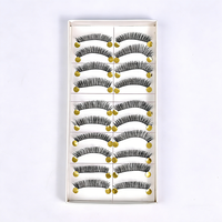 Faux cils faits à la main, 10 paires, tige en fil de coton doux, point de croix, cils longs et fins couleur chair, vente en gros